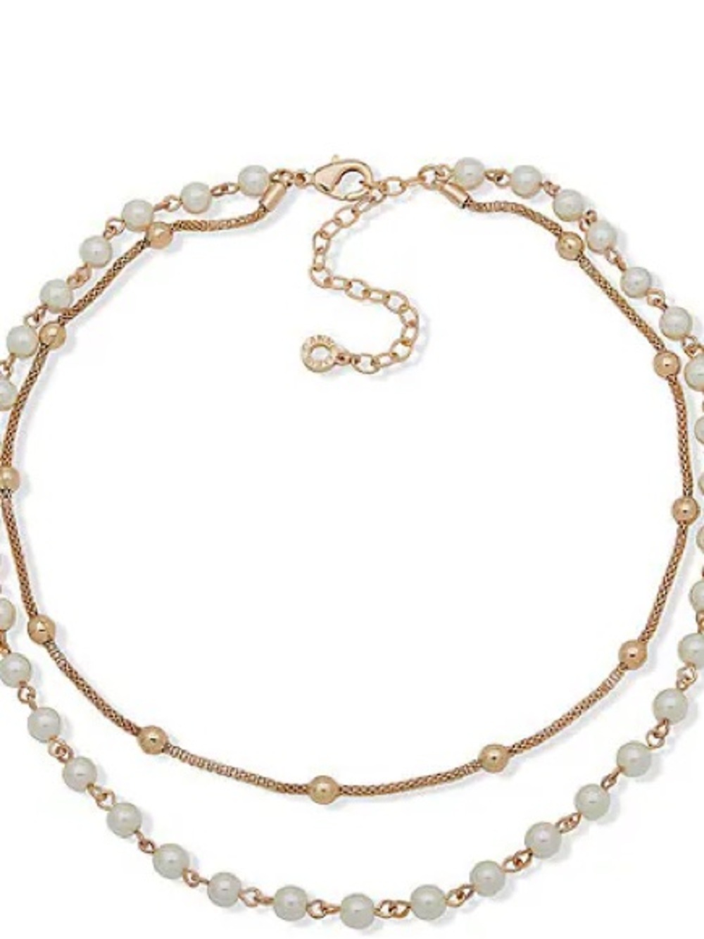 Anne Klein Multi-Row Pearl and Gold-Tone Necklace Gold-Tone Layered Pearl